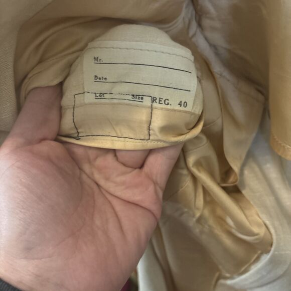 Vintage 1950 Abercrombie & Fitch Oatmeal Irish Linen Coat Crested Blazer Rare 40 - Picture 10 of 12